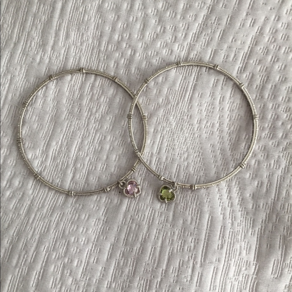 Judith Ripka textured stainless steel bangle